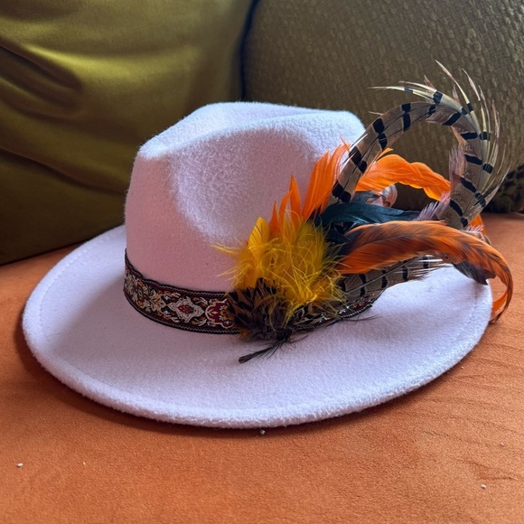Elizabeth Tailor Accessories - Pink and Orange Feathered Hat